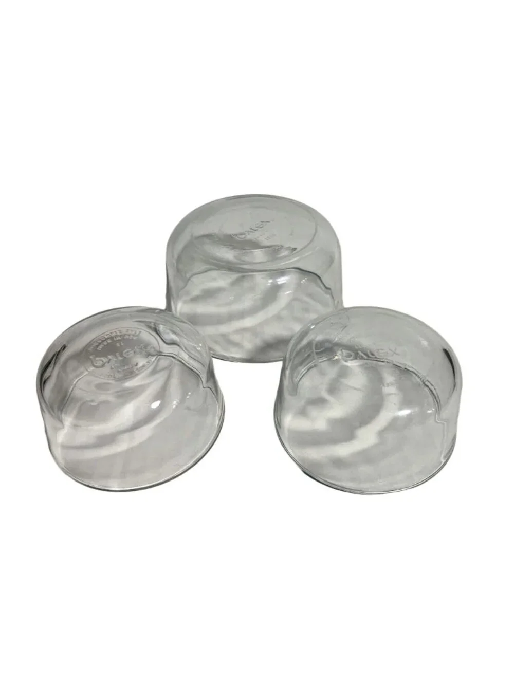 Pyrex Set Of 3 Clear Glass Bowls Round Durable Microwave Safe Baking Prep Dish